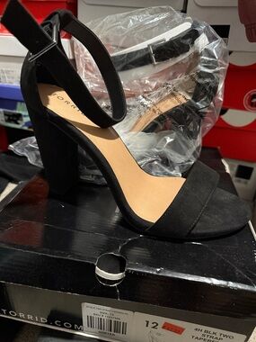 torrid Black Block Heel Ankle-Strap Sandals